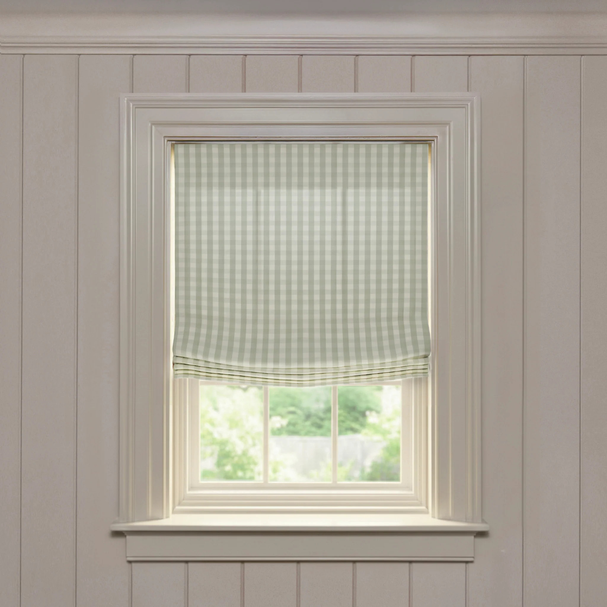 Millie Sage
                Custom Roman Shade | Pepper Home