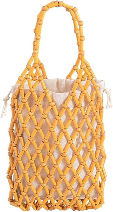CORIOS Women Mini Tote Bag Handmade Woven Bucket Bag Drawstring Handbag Summer Beach Bag Bohemian... | Amazon (US)