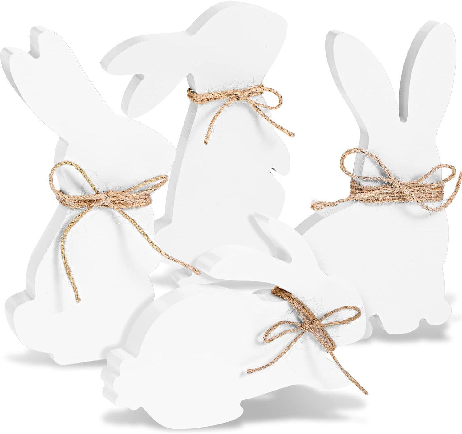 4 Pieces Easter Bunny Wood Signs Table Wooden Farmhouse Decor Easter Wooden Rabbit Shape Sign wit... | Amazon (US)