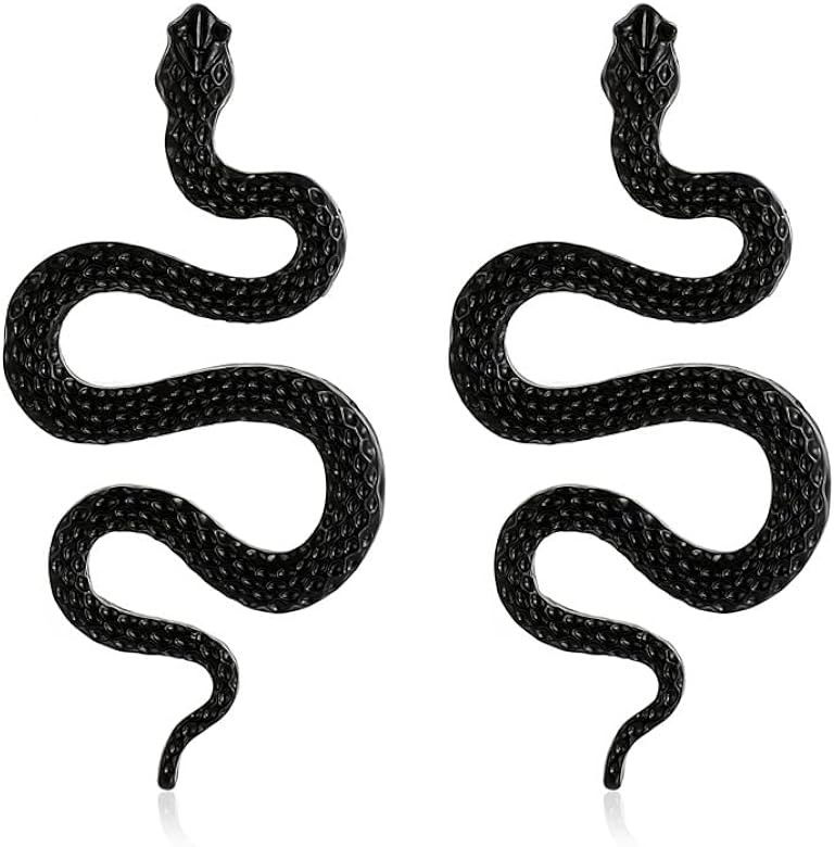 BELUCKIN Punk Gothic Snake Earrings Gold Long Dangle Serpent Earrings Curved Snake Shaped Ear Stu... | Amazon (US)
