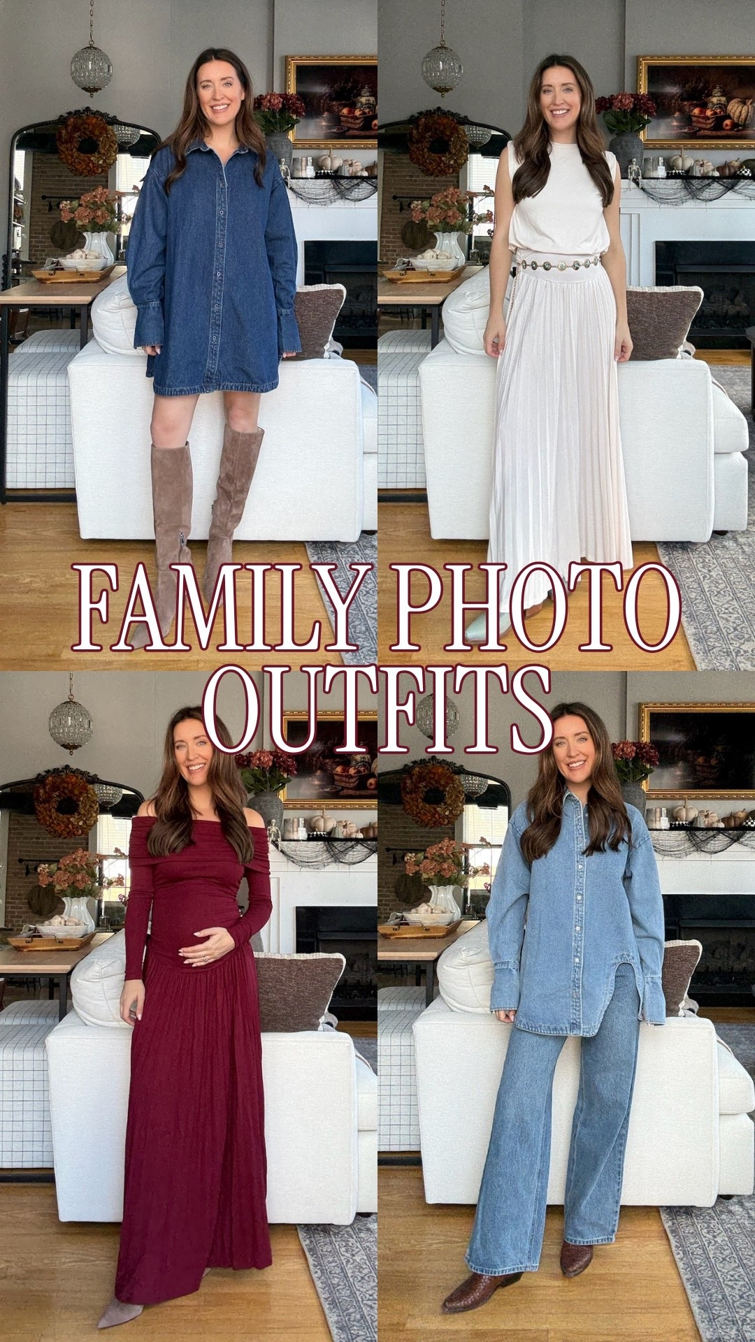 Family photo outfits ideas that work with a bump or without! My favorite Lioness dress and set that is super bump friendly and stretchy and two chic denim western inspired looks. Great for fall family photos, holiday outfits, maternity photos, etc.

#LTKBump #LTKStyleTip #LTKSeasonal