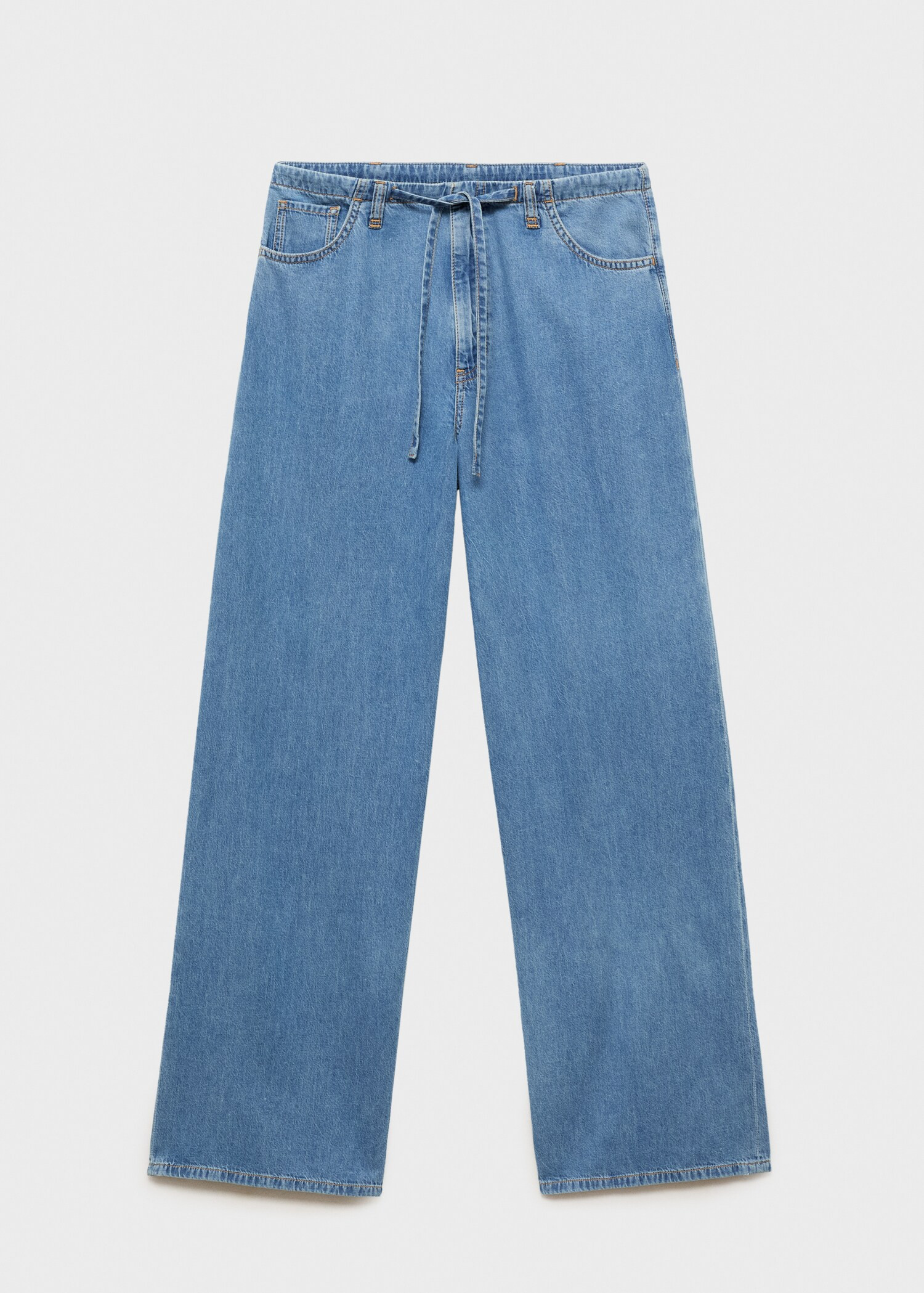 Wideleg denim pants with belt - Women | MANGO USA | Mango (US/MX/AU)