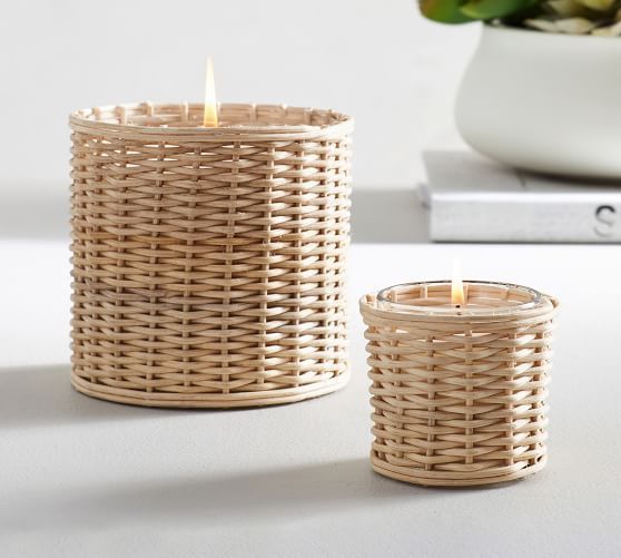 Handwoven Rattan Scented Candles - French Tuberose | Pottery Barn (US)