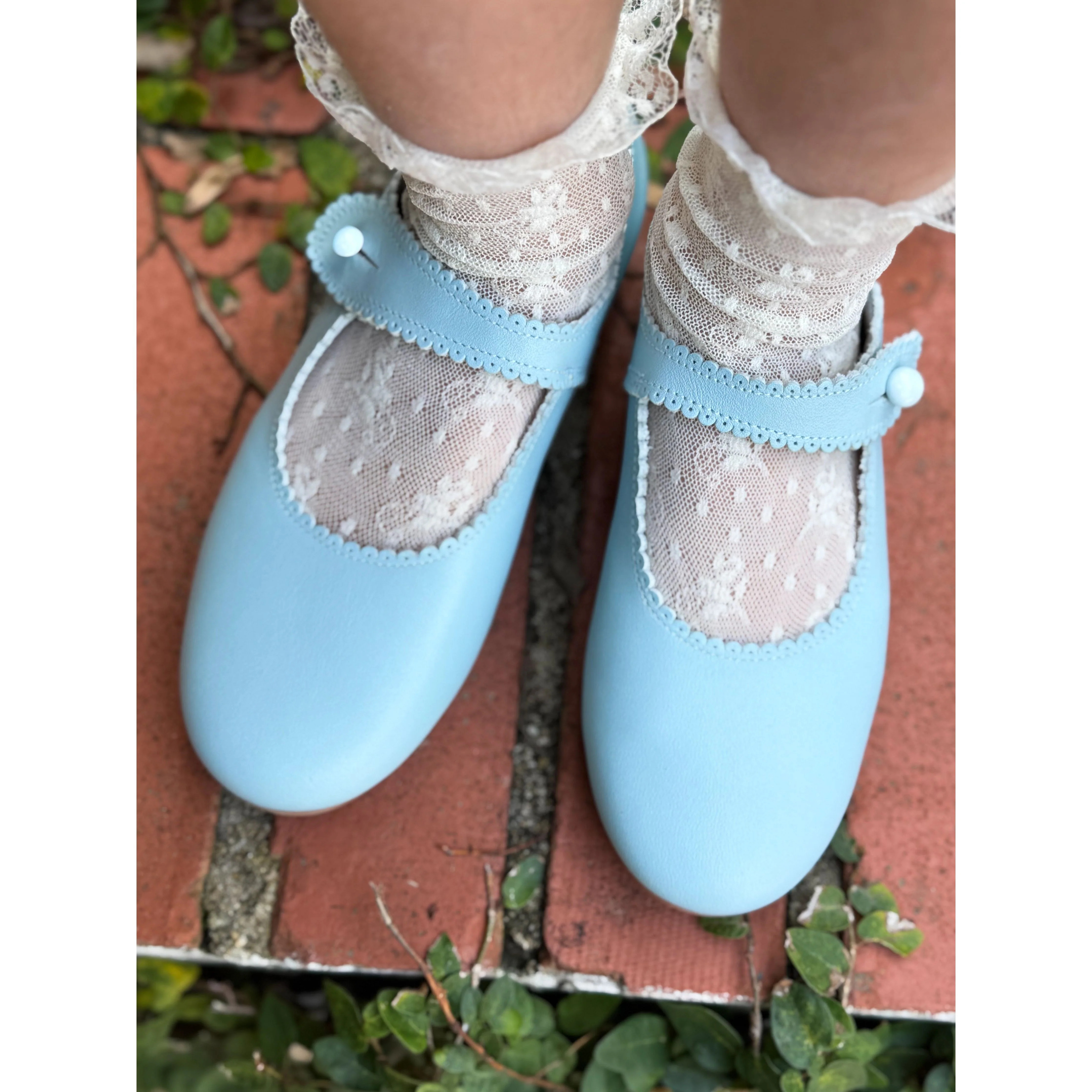 Mary Jane Scalloped Shoe- Blue | Alice Kathleen & Co.