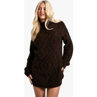 Womens Crew Neck Cable Sweater Dress - Pink - S | boohoo (US & Canada)