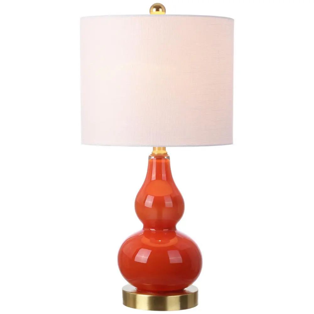 20.5" Mini Glass LED Table Lamp, Sunset Orange | Chairish