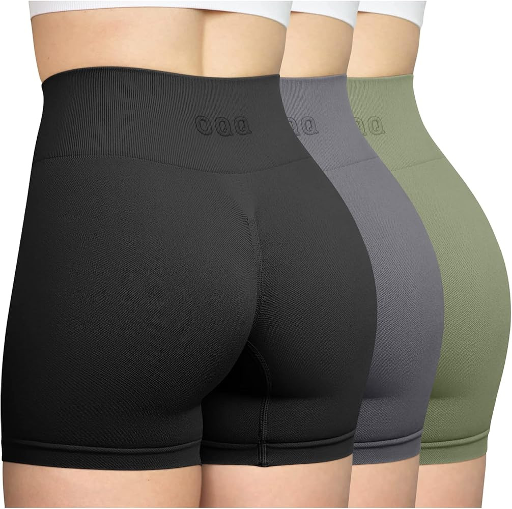 OQQ Women's 3 Piece Workout Shorts Seamless High Waist Butt Liftings Exercise Athletic Shorts | Amazon (US)