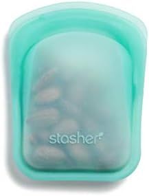 Stasher Platinum Silicone Food Grade Reusable Storage Bag, Clear + Aqua (Pocket Size, 2 Set) | Re... | Amazon (US)