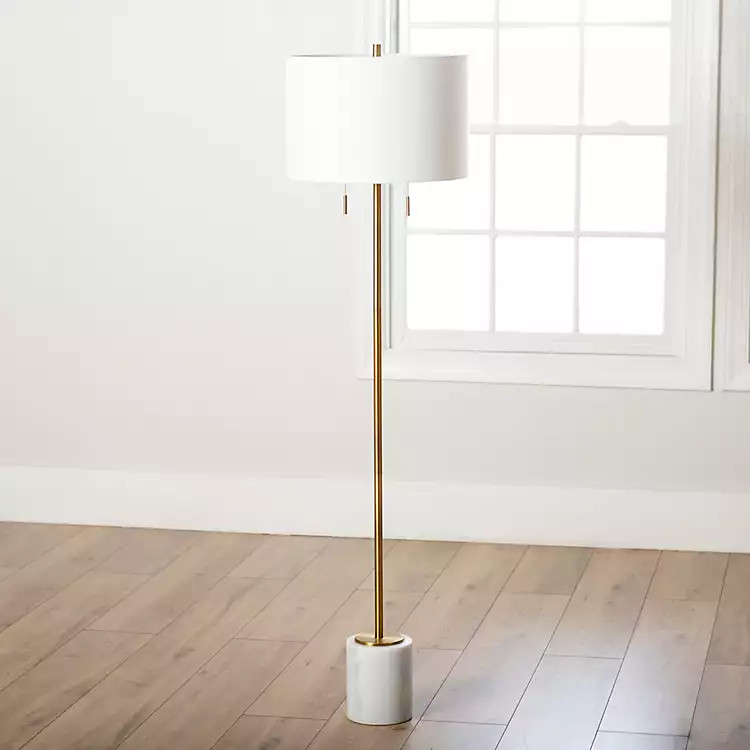 Gold and White Marble Base Floor Lamp | Kirkland's Home