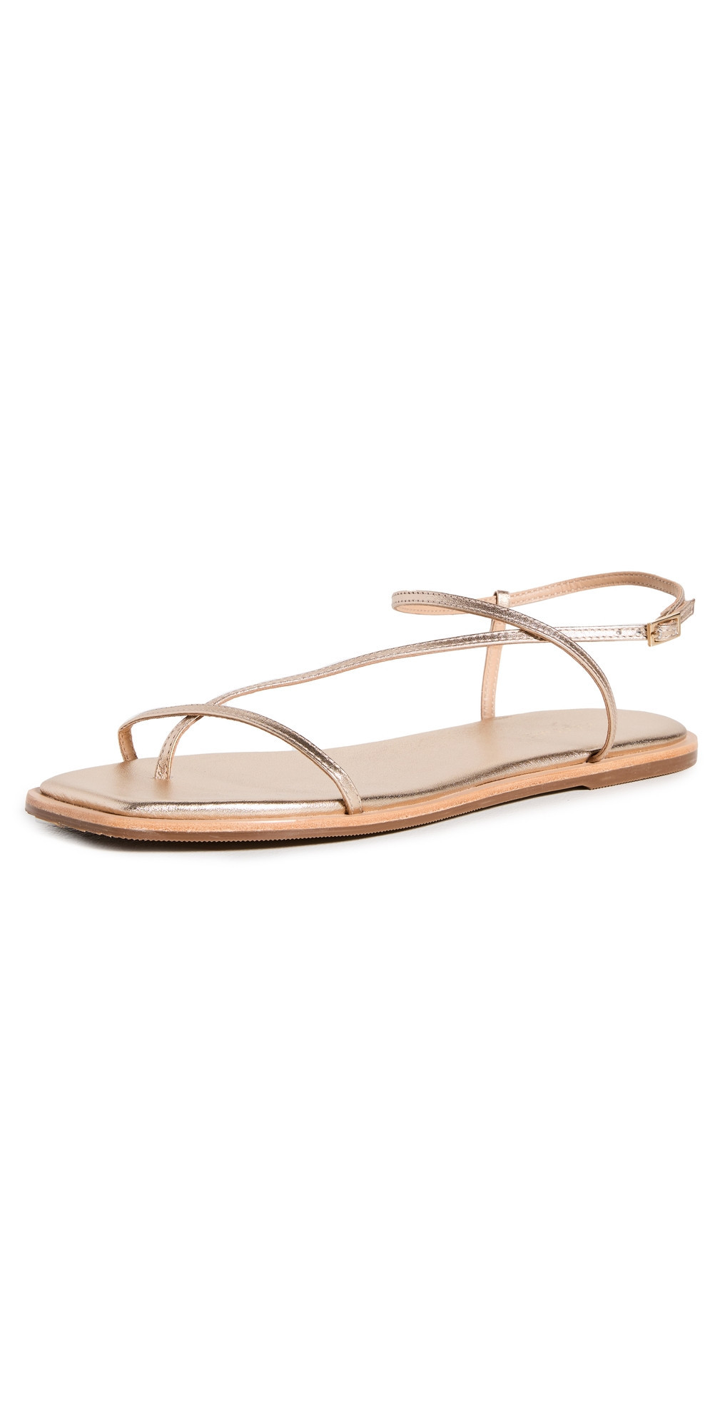 KAANAS Alayta Square Toe Naked Sandals Gold 6 | Shopbop