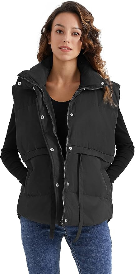 ELEZAY Women's Puffer Vest One Size Chic Winter Down Quilted Vests with Waist-Slimming Straps Cas... | Amazon (US)