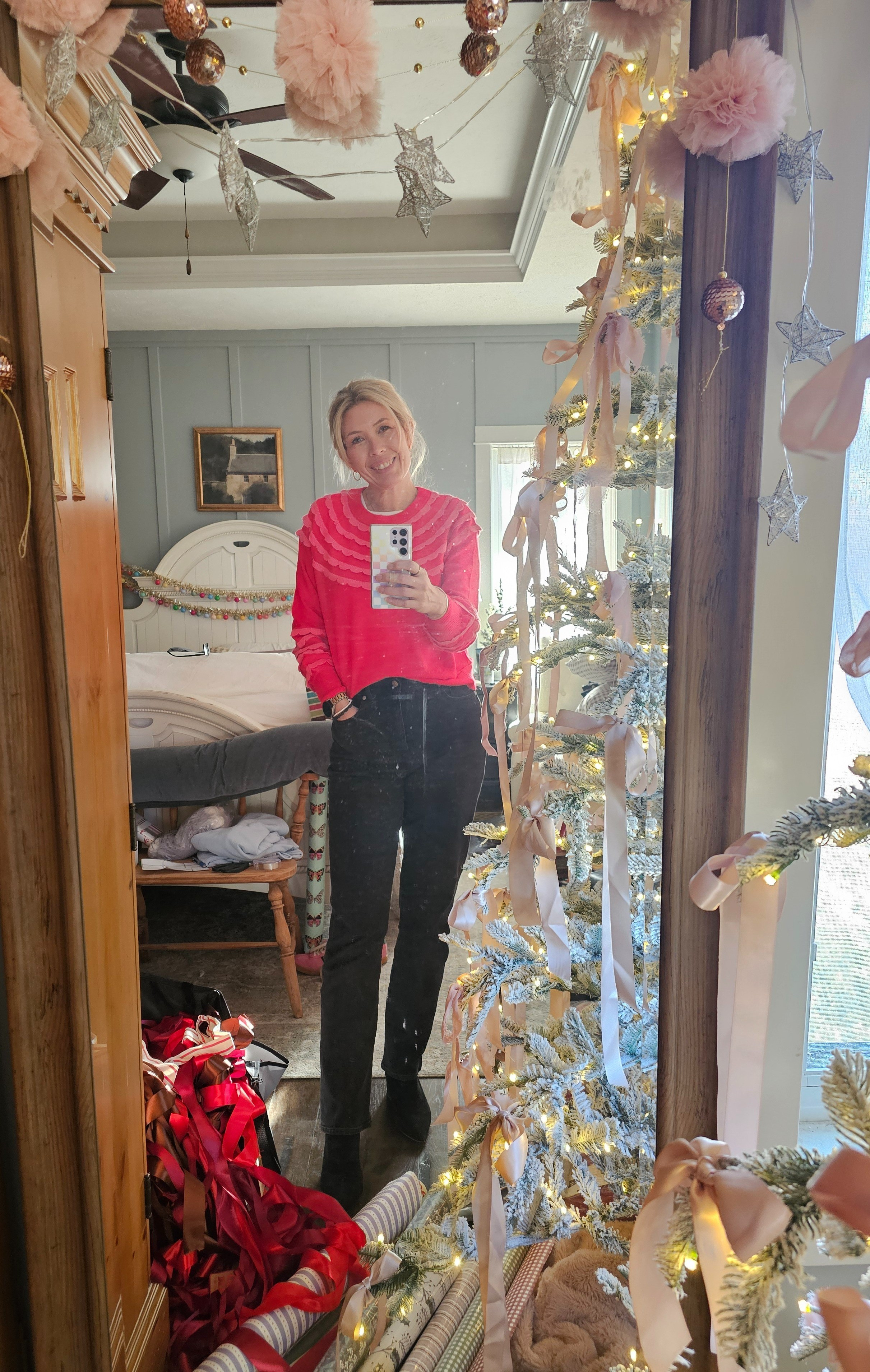 OOTD for church. It's the 4th Sunday of Advent.  I'm still wrapping gifts, hence the mess

#LTKHoliday #LTKootd #LTKOver40