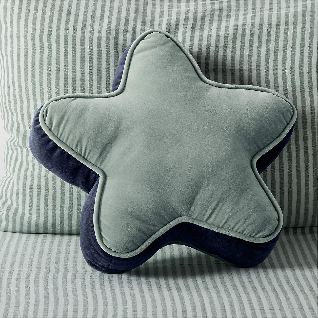 Harriet Verte Green Velvet Kids Star Shaped Throw Pillow + Reviews | Crate & Kids | Crate & Barrel