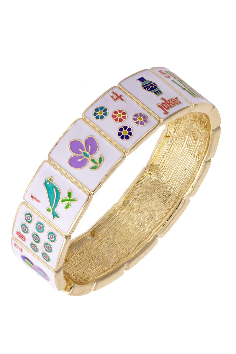 PREORDER 1/2: Going Mahjong! Enamel Hinge Bangle in Multi | CANVAS