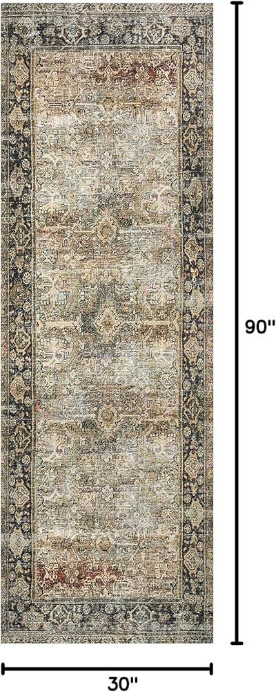Loloi Layla Collection LAY-03 Olive/Charcoal 2'-6" x 7'-6" .13" Thick Runner Rug, Soft, Durable, ... | Amazon (US)