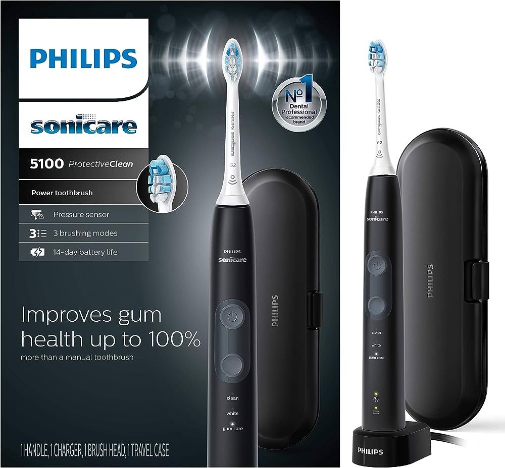 Philips Sonicare ProtectiveClean 5100 Gum Health, Rechargeable Electric Power Toothbrush, Black, ... | Amazon (US)