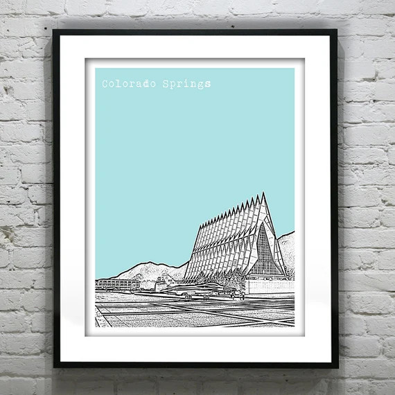 Colorado Springs CO Skyline Colorado Poster Art Print Air Force Academy | Etsy (US)