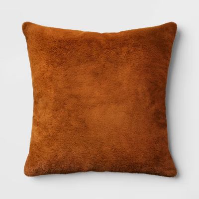 Oversized Faux Rabbit Fur Square Throw Pillow Light Brown - Threshold™ | Target