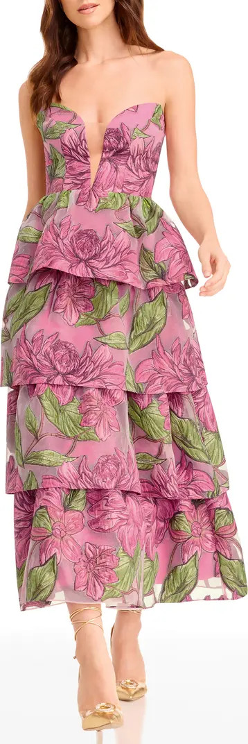 Dress the Population Savannah Floral Strapless Tiered Gown | Nordstrom | Nordstrom