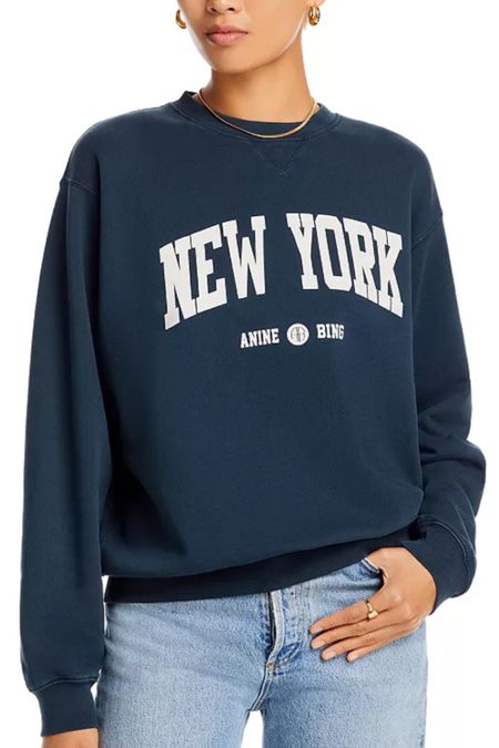 Anine Bing sweatshirt on sale. Size down. Style it with jeans or a silk midi skirt. 

#LTKstyletip #LTKsalealert #LTKover40