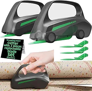 2PC Wrapping Paper Cutter with 3 Replaceable Blades, Car Design Cutter Dispenser Tool Adapt for A... | Amazon (US)