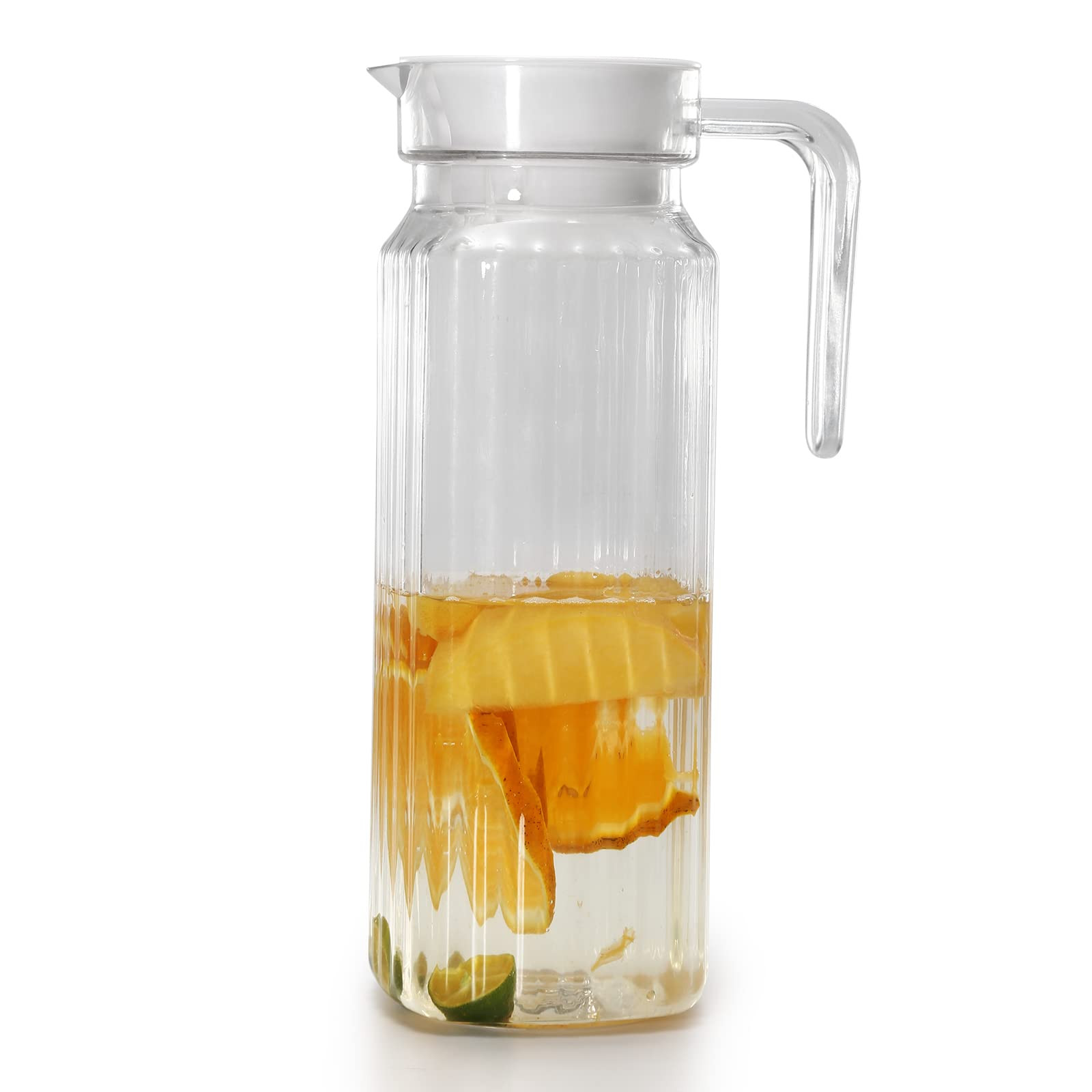 Acrylic Pitcher 37 oz, OEH Unbreakable Clear Plastic Pitcher with Lid, BPA-Free, Heat-Resistant S... | Amazon (US)