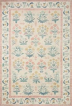Loloi Rifle Paper Co. Eden Collection EDE-01 Mughal Rose Blush 5'-0" x 7'-6" Area Rug feat. Cloud... | Amazon (US)