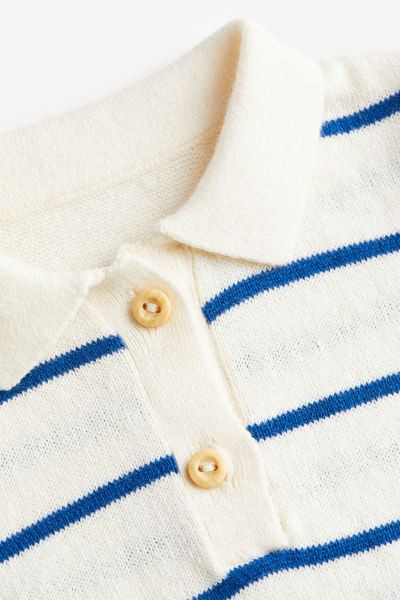 Knit Polo Shirt - White/blue striped - Kids | H&M US | H&M (US + CA)