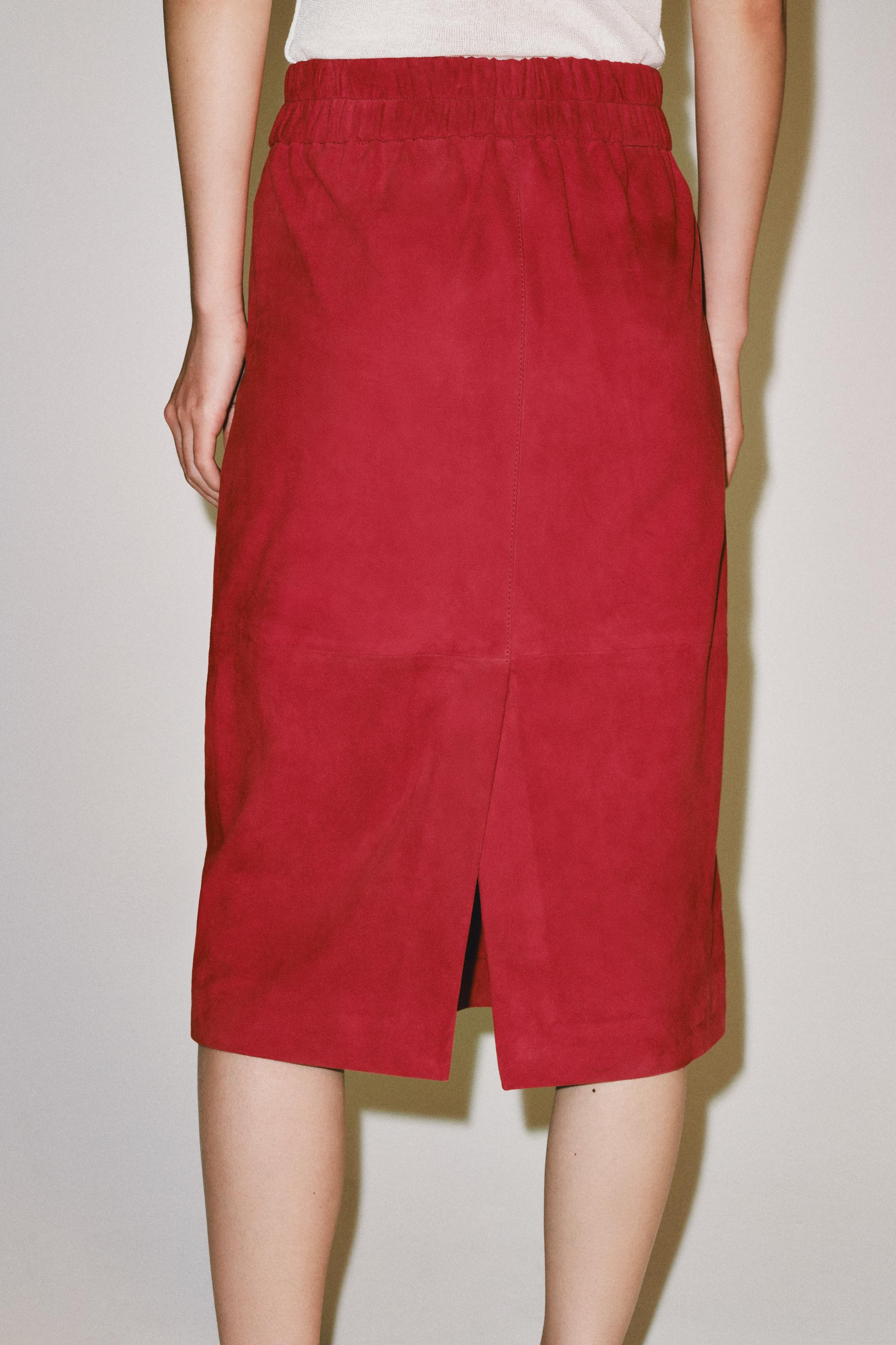 ZW COLLECTION 100% LEATHER MIDI SKIRT | Zara US