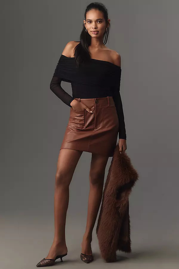 The Colette Skirt by Maeve: Faux Leather Mini Edition | Anthropologie (US)