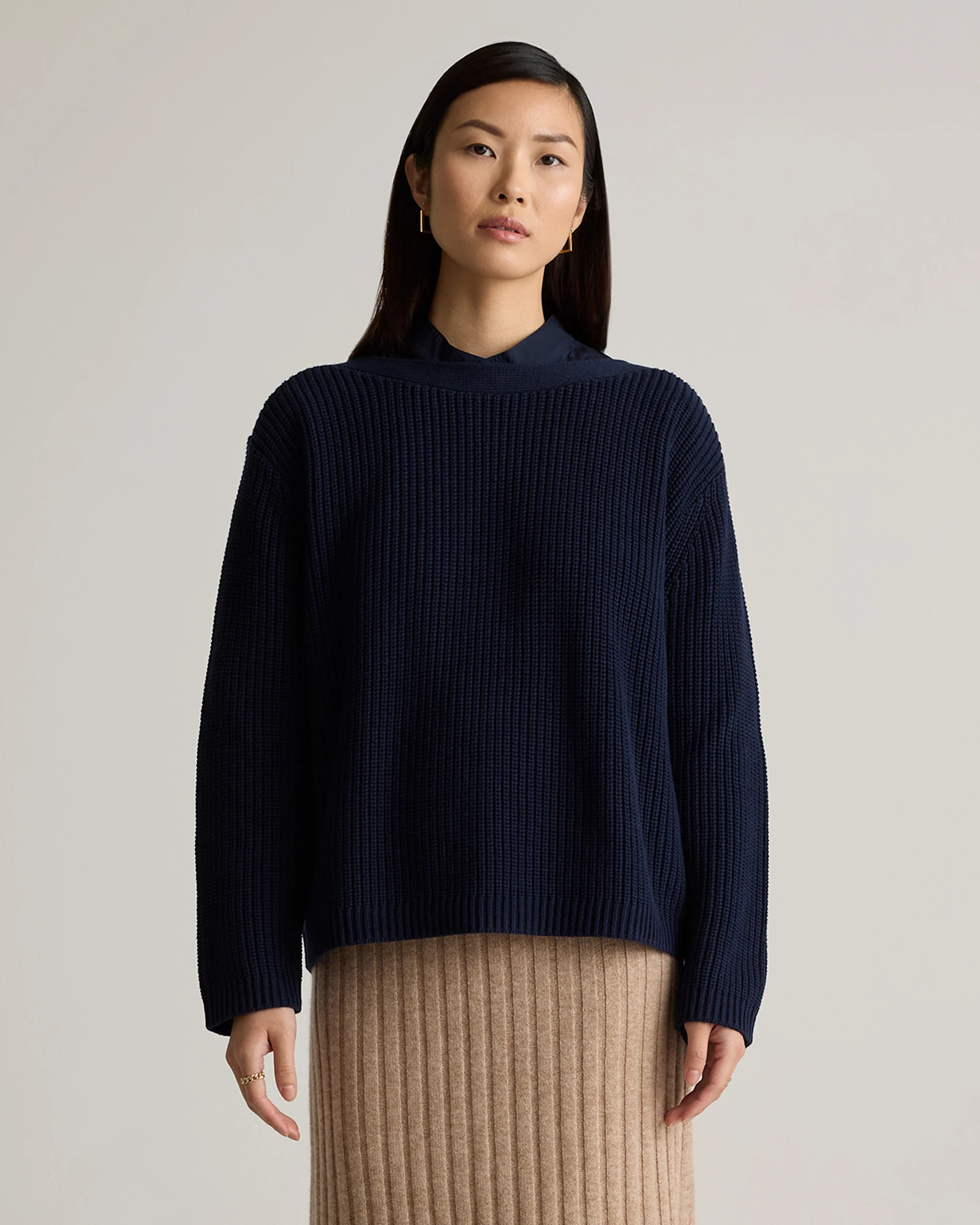 100% Organic Cotton Fisherman Boatneck Sweater in Black | Quince