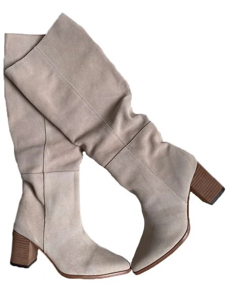 'Cynthia' Heeled Knee High Suede Leather Boots (2 Colors) | Goodnight Macaroon