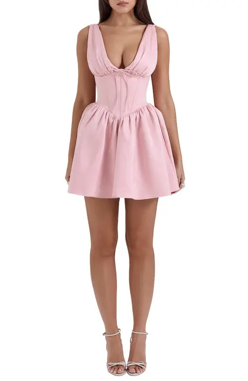 HOUSE OF CB Emmeliette Satin Minidress in Powder Pink at Nordstrom, Size Small A | Nordstrom