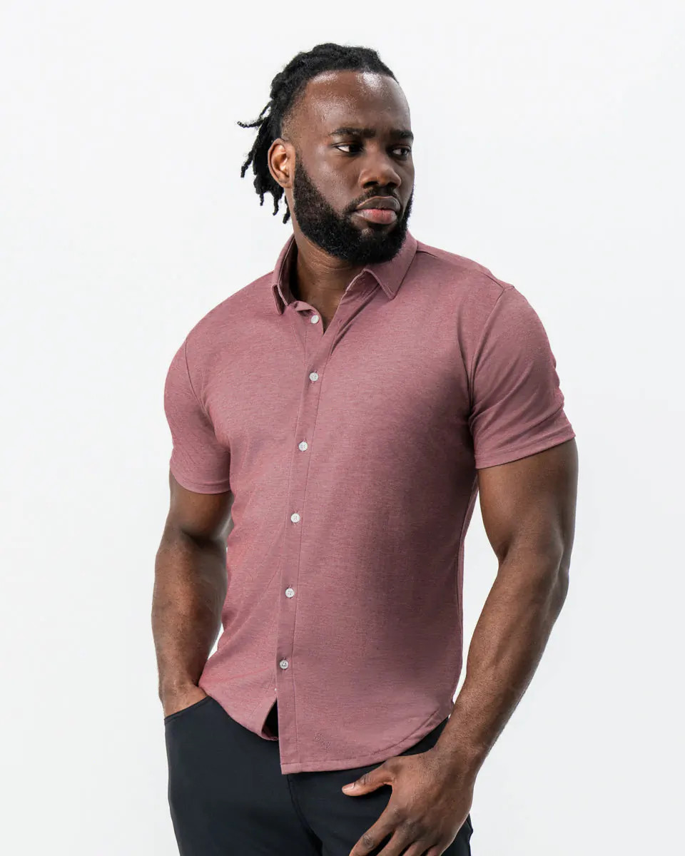 "The Deke" Navy Pique Short Sleeve Button Down | State and Liberty (US)