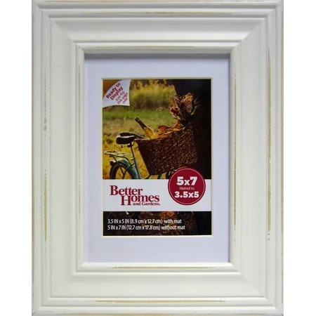 Better Homes and Gardens Distressed White 5x7 Matted to 3.5x5 Frame | Walmart (US)