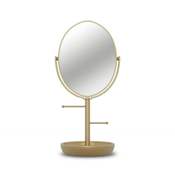 Beautiful Gold Vanity Mirror w/ Storage, Floral Design by Drew Barrymore – 1X Magnification, Sp... | Walmart (US)