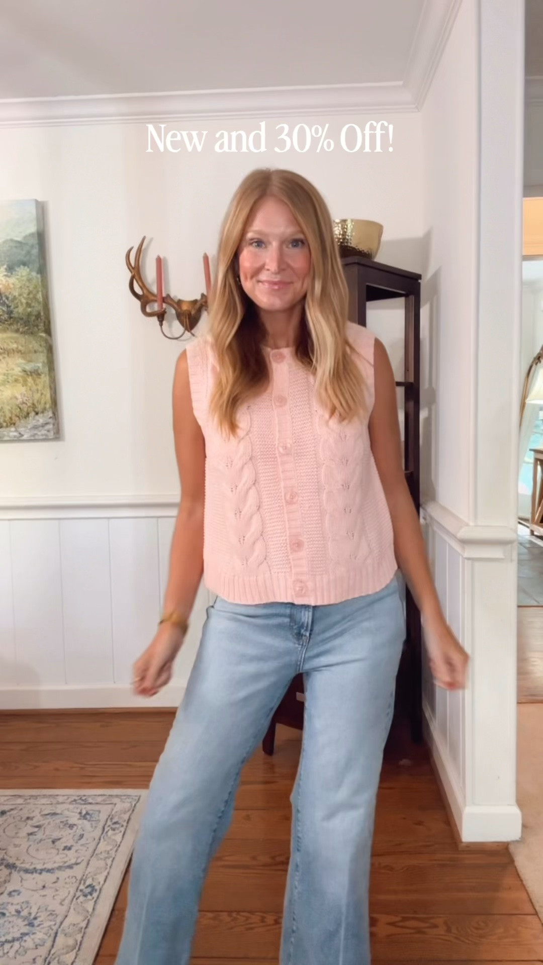 30% off tops at target! And the most flattering jeans ever! In an 8 in the jeans. 
Size M in the tops.