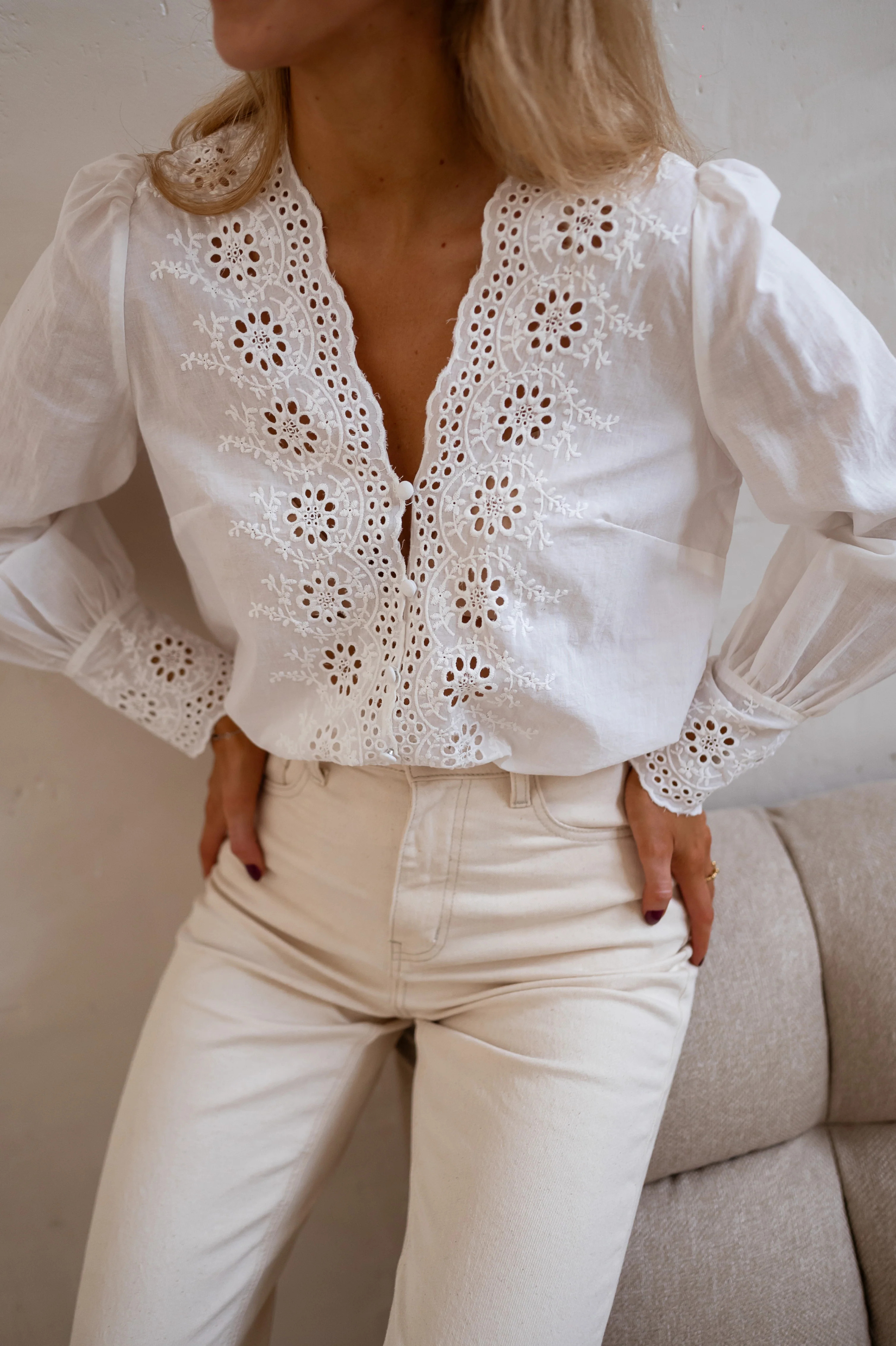 Ecru Embroidered Ruby Shirt | Easy Clothes