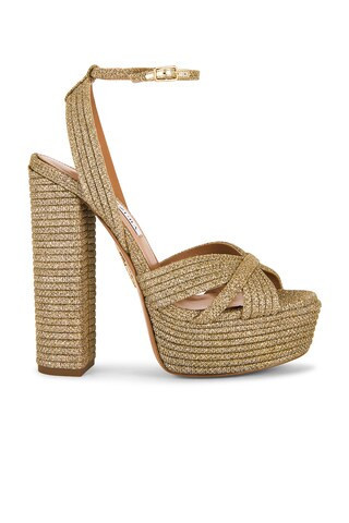 Aquazzura Sundance Plateau 140 Sandal in Metallic Neutral | FWRD 