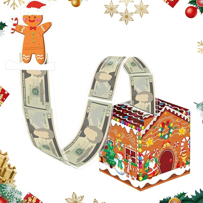 Christmas Money Box for Cash Gift Pull 2025 Christmas Money Holder with Pull out Card and 30 Tran... | Amazon (US)