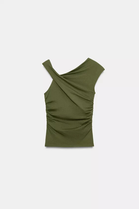 ASYMMETRIC DRAPED T-SHIRT | Zara US