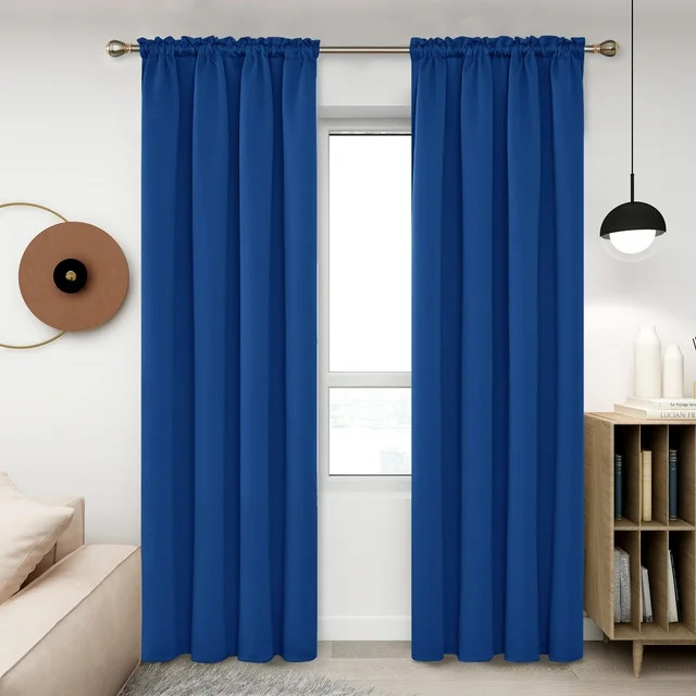 Deconovo 108 inch Long Rod Pocket Curtains Thermal Insulated Room Darkening Window Covering Black... | Walmart (US)