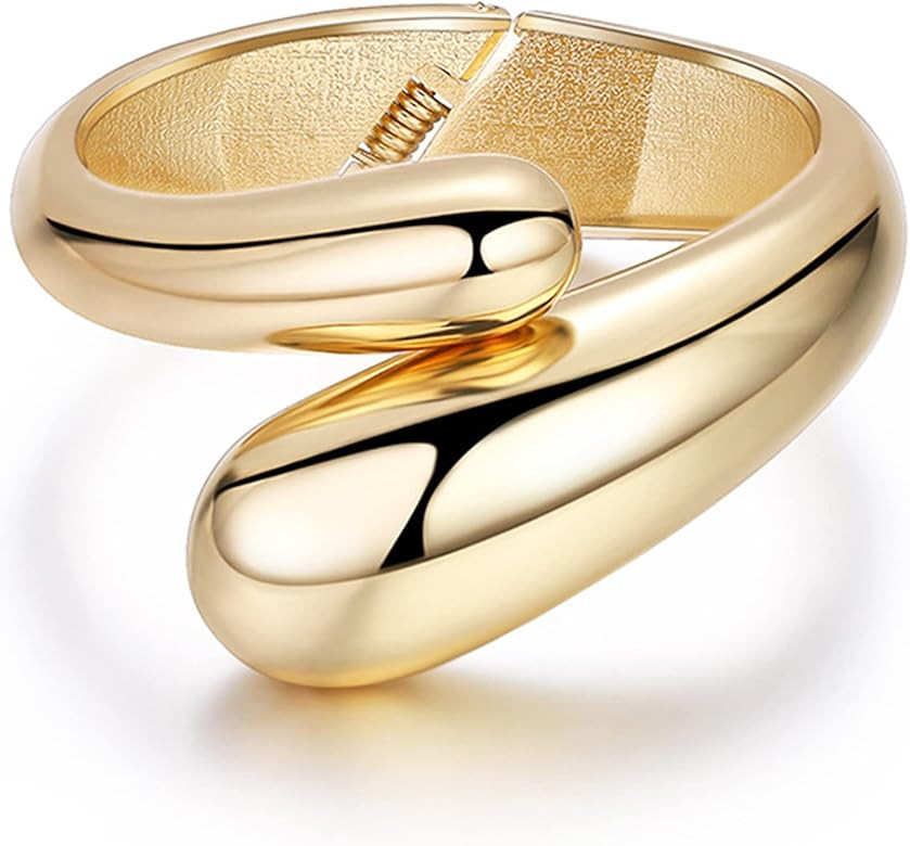 Long tiantian 18K Gold Bracelets for Women Fashion Chunky Gold Cuff Bracelet for Teen Girl Gifts ... | Amazon (US)