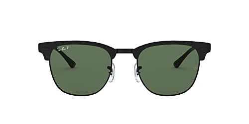 Ray-Ban RB3716 Clubmaster Metal 186/58 51MM Black/G-15 Green Polarized Square Sunglasses for Men for Women | Amazon (US)
