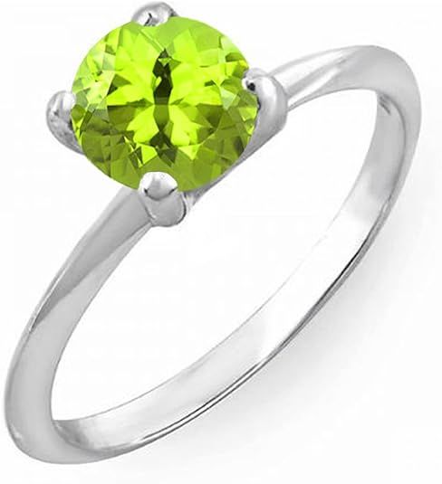 Dazzlingrock Collection 18K Gold 8 mm Round Cut Peridot Ladies Solitaire Bridal Engagement Ring | Amazon (US)