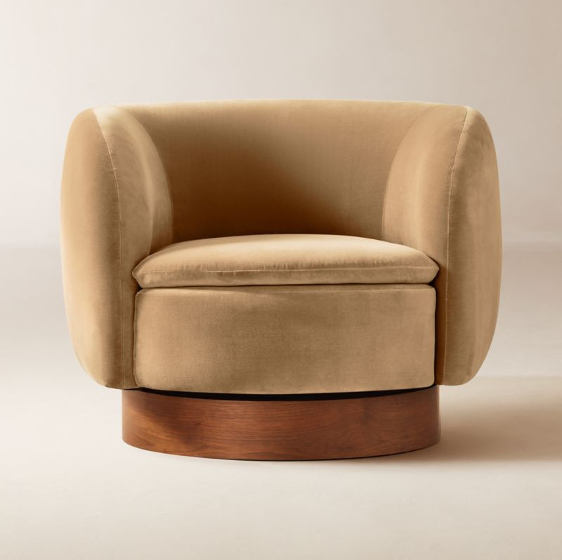 Muir Camel Velvet Swivel Chair Set of 2 | CB2 | CB2