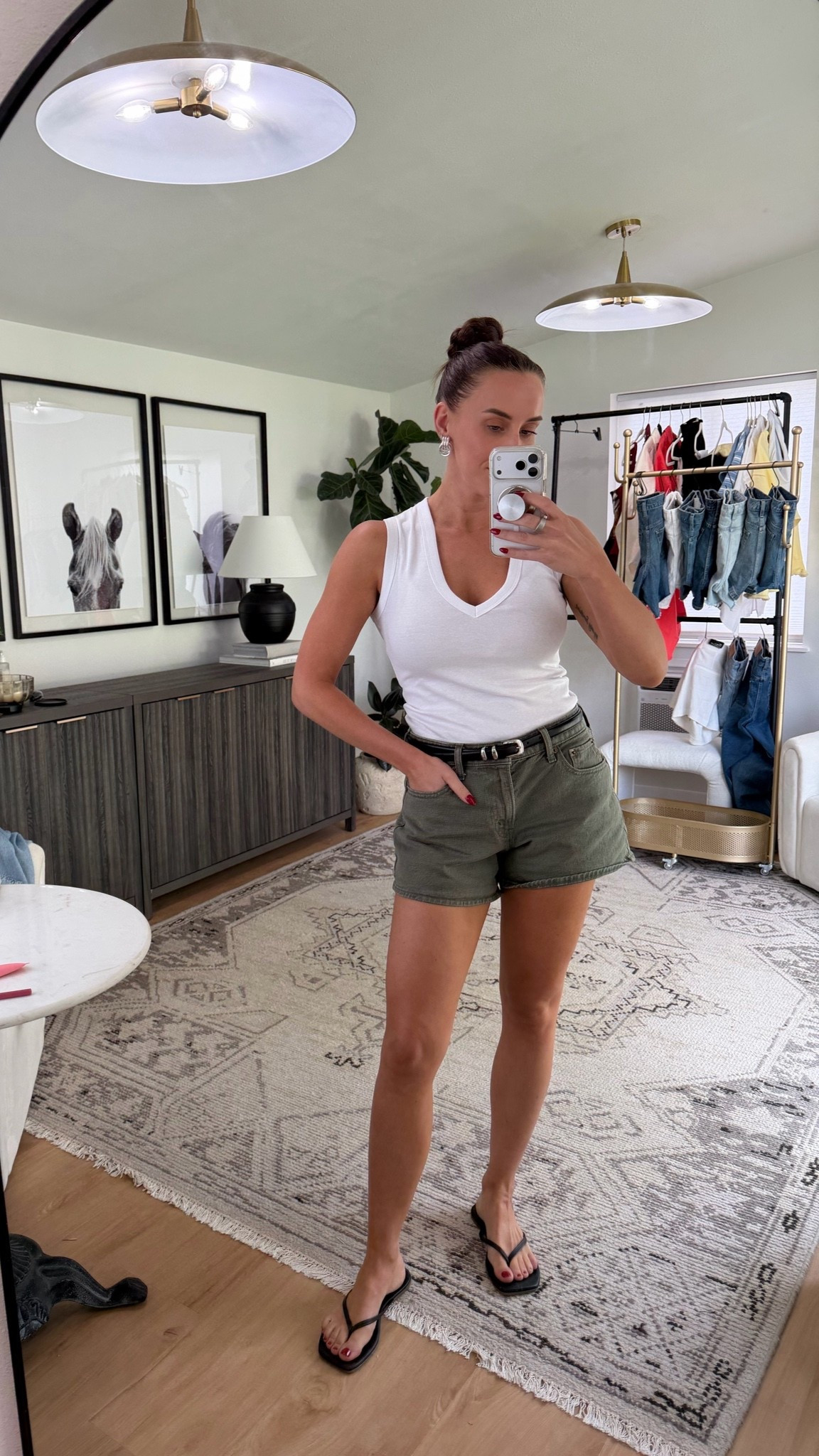 Easy spring outfit to throw together ☀️ 

Tank: M
Denim shirts: 27
Belt: M

#LTKootd #LTKmomlife #LTKSeasonal