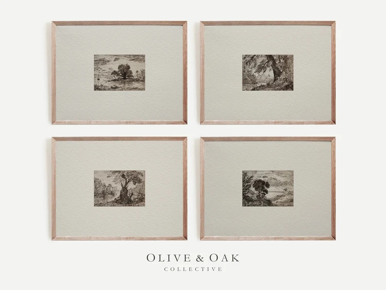 Vintage Print SET of 4 / Neutral Decor Wall Art PRINTABLE / G41 - Etsy | Etsy (US)