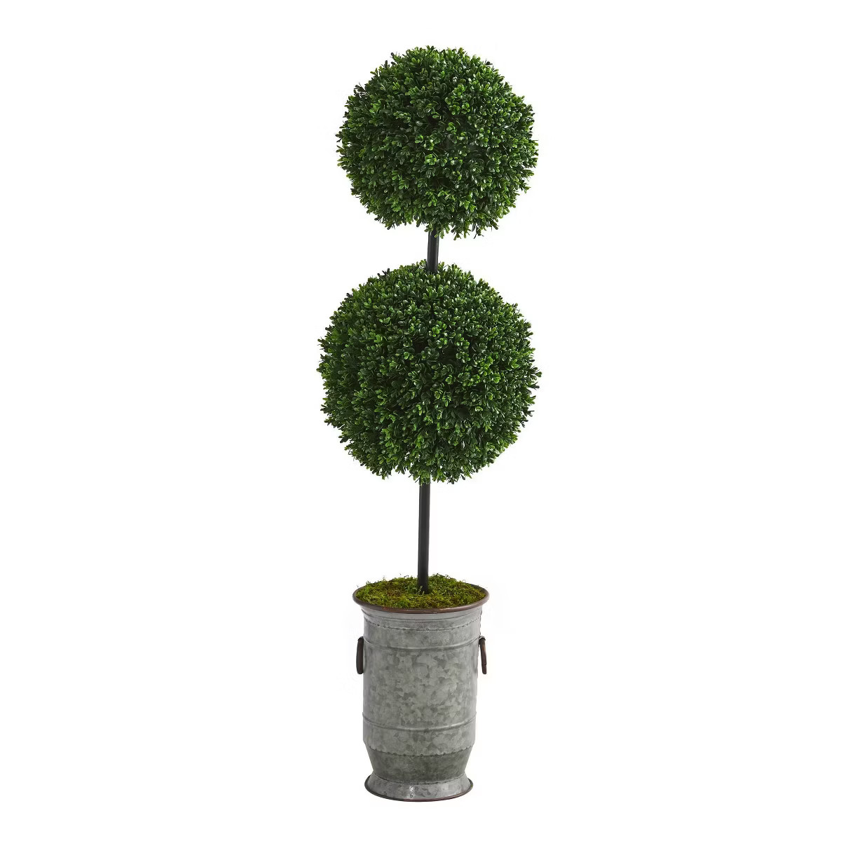 50" Indoor/Outdoor Boxwood Double Ball Artificial Topiary Tree in Vintage Metal Planter - Nearly ... | Target