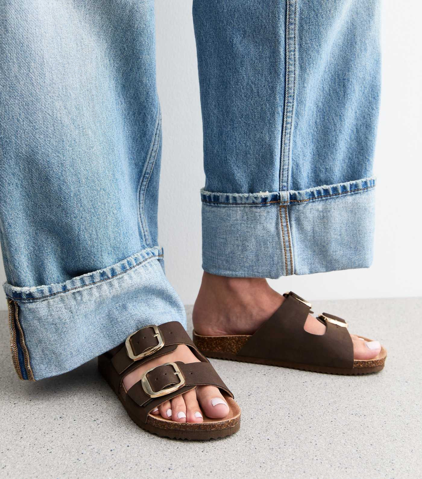 Brown Faux Suede Buckled Strap Sandals | New Look | New Look (UK)